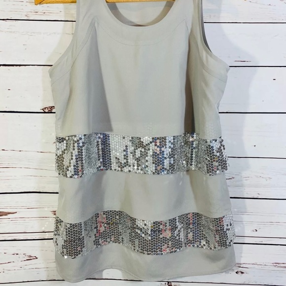 The Limited Tops - The Limited Womens Tank Shirt Sz S Small Sequin Ruffle Front Soft Sexy Gray